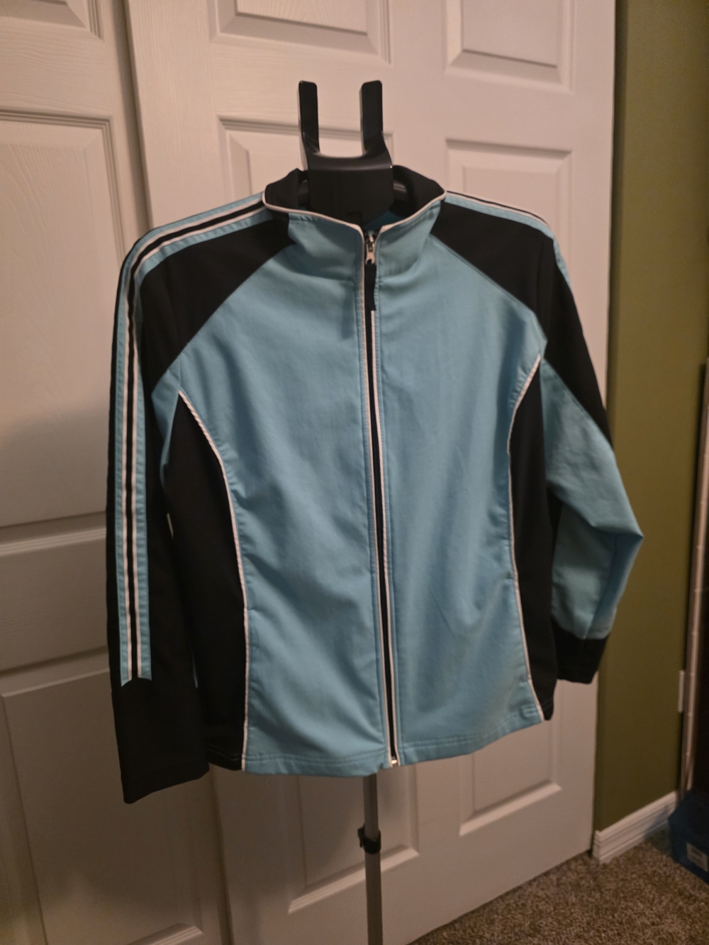made for life Light Blue and Black Zip-Front Bomber Jacket